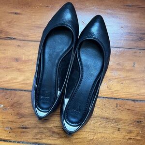 Frye Regina Ballet Flat Black Leather Size 9